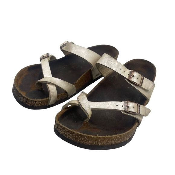 Birkenstock Mayari Pearl White Toe Thing Strappy Sandals Size 38 / 7-7.5 - Picture 3 of 10